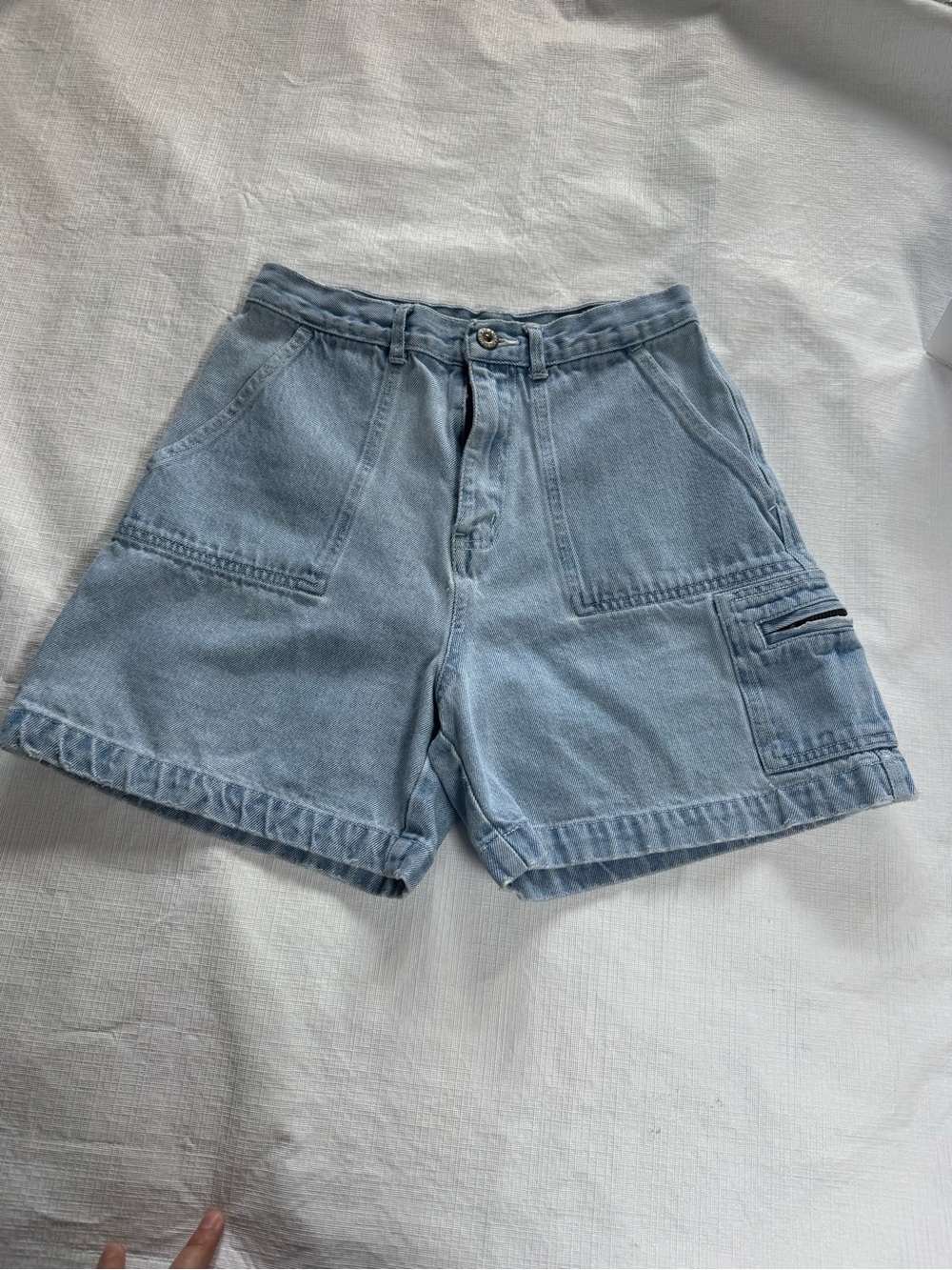 Vintage Nevada Light Blue High-Waist Denim Utility Shorts 26